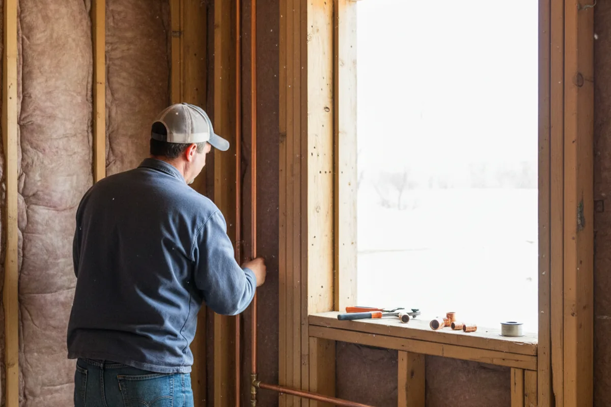 Licensed plumber running new copper supply lines in a Bloomsburg home