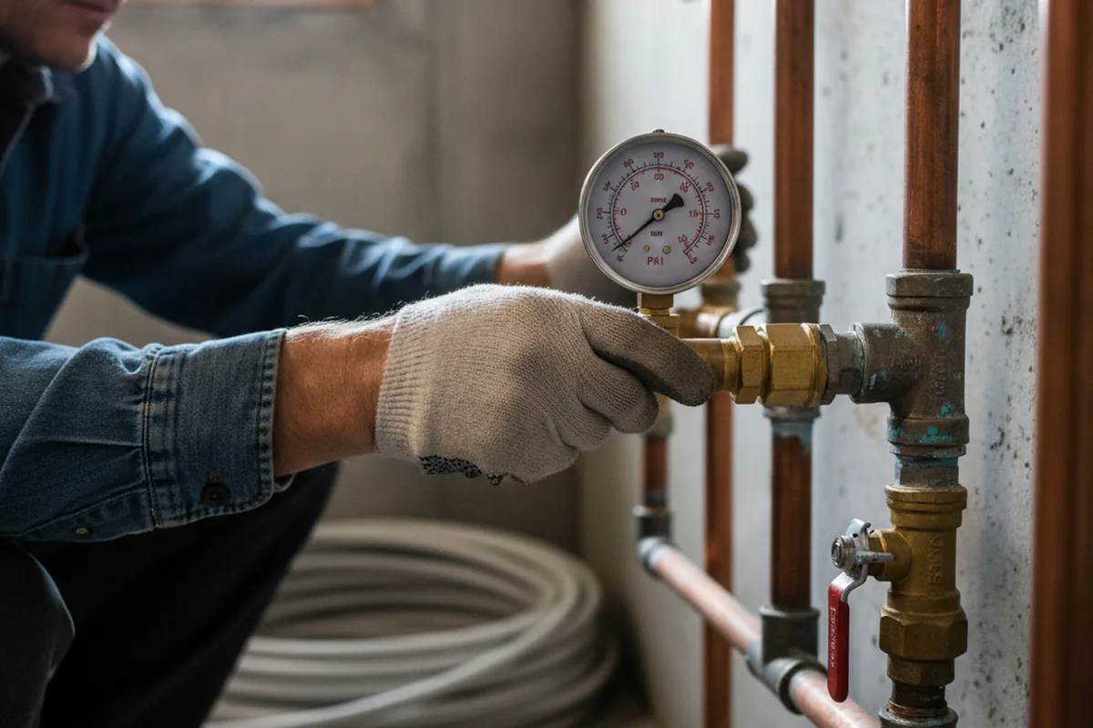 Pressure testing a repaired line during Water Line Repair in Bloomsburg